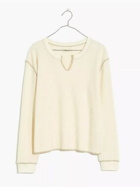 Madewell Cream Waffle-Knit Long Sleeve Tee